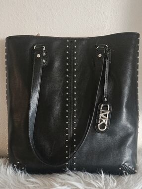 Micheal KORS  Special Re-edition Astor Black Studded Tote With Silver Charm